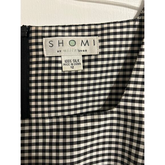 SHOMI by Willie Shor Sheath Dress 100% Silk SZ 12 Checkered Sleeveless Lined - Picture 8 of 11